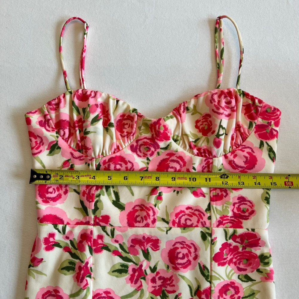 Zara Pink Cream Floral Rose Feminine Coquette Y2K‎ Cottage Mini Dress Size M/L - Picture 5 of 9